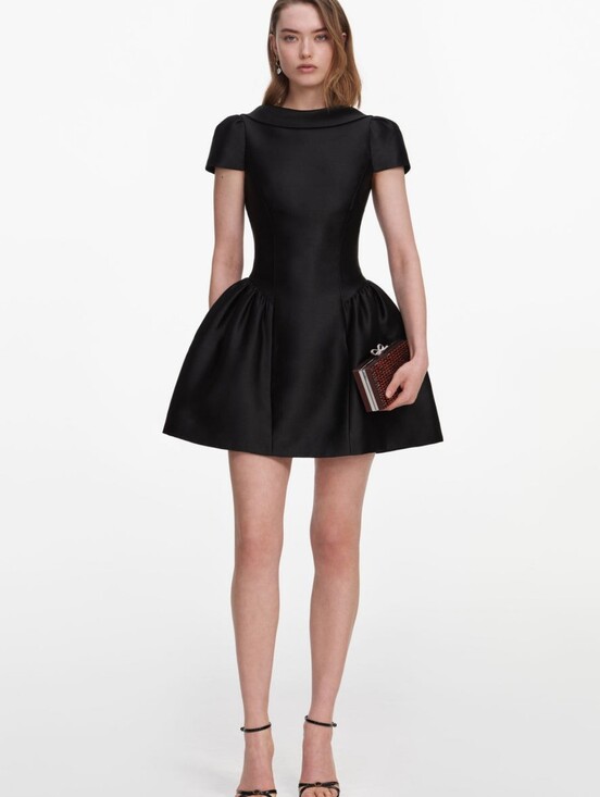 Self-Portrait Dresses & Skirts - Self Portrait Black Taffeta Collared Mini Dress
